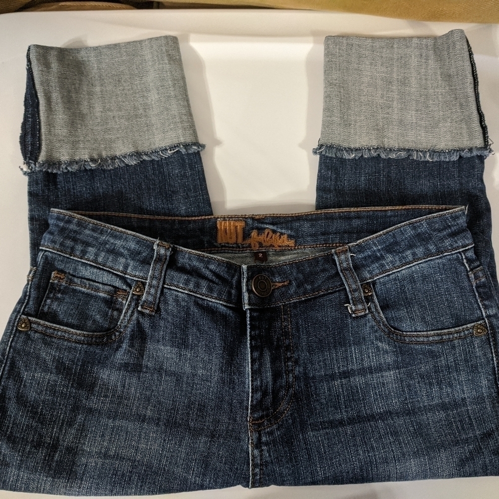 Kut From The Kloth Rolled Cuff Boyfriend Medium Wash Jeans - size 2